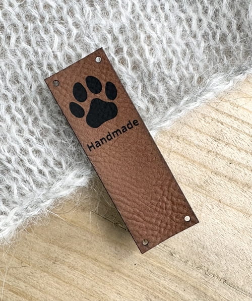 metka z ekoskóry z łapką -  handmade