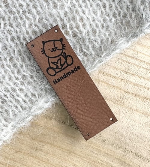 metka z ekoskóry z kotkiem - handmade