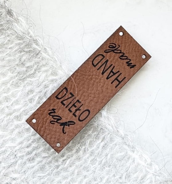 składana metka z ekoskóry odwrócona - handmade / dzieło rąk