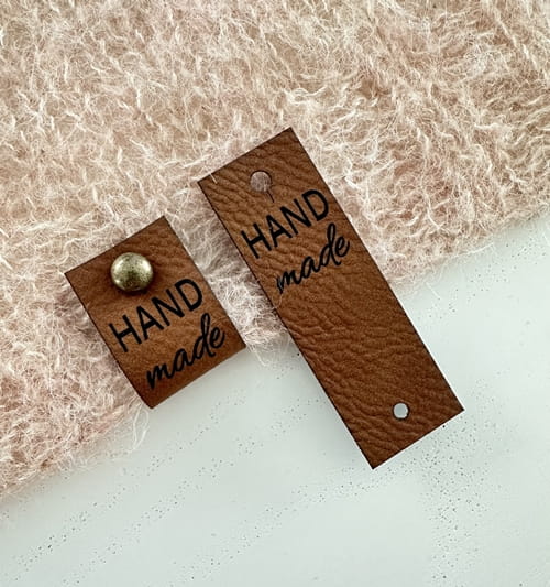 metka ze skóry ekologicznej z nitem - handmade