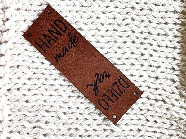 składana metka z ekoskóry - handmade / dzieło rąk