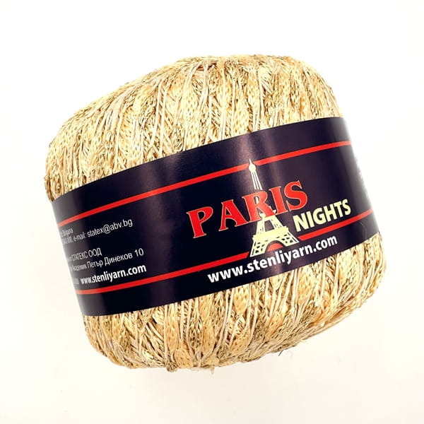 Paris Night Stenli - 1602 żółty ze złotem - włóczka fantazyjna
