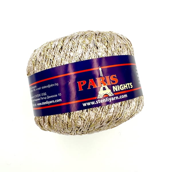 Stenli Paris Night - włóczka fantazyjna z lurexem - beżowo-złota 6312