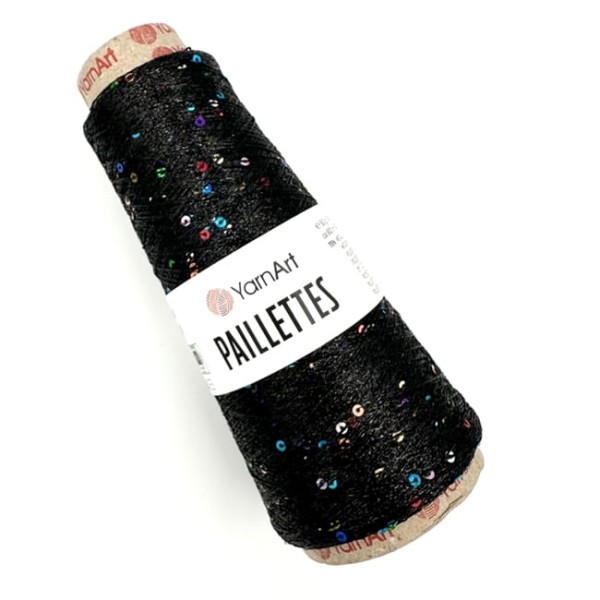 Błyszcząca włóczka z cekinami - Paillettes YarnArt - 8010 czarny