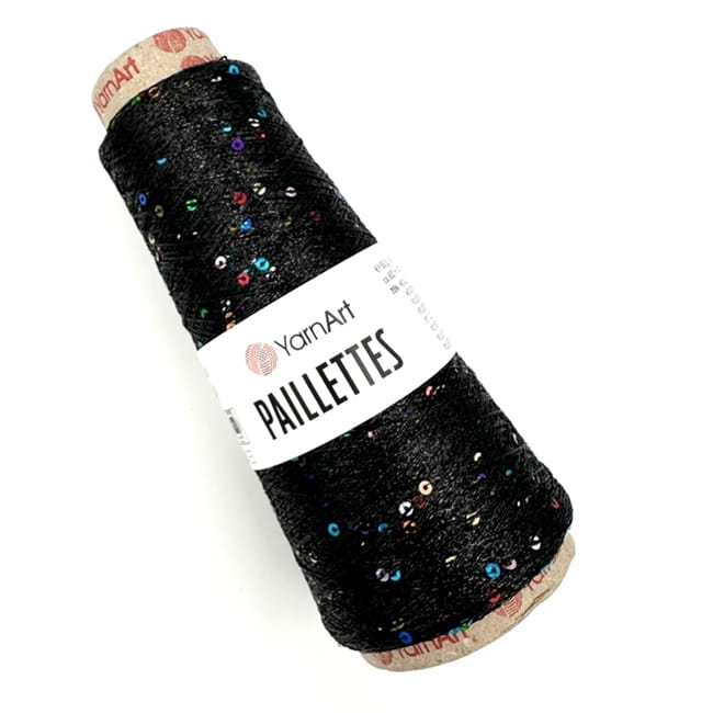 Błyszcząca włóczka z cekinami - Paillettes YarnArt - 8010 czarny