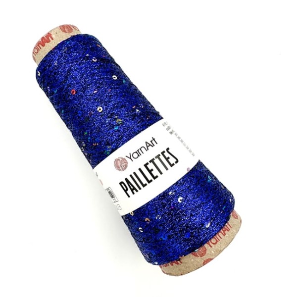 Błyszcząca włóczka z cekinami - Paillettes YarnArt - 8008 kobaltowy/granatowy