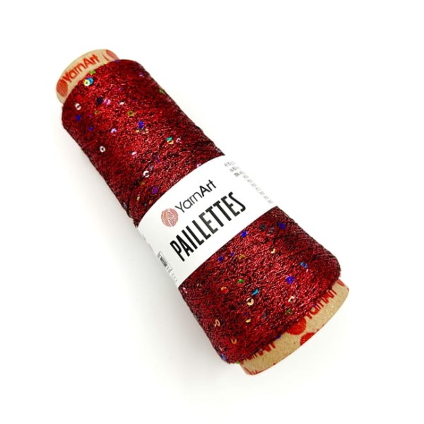 Błyszcząca włóczka z cekinami - Paillettes YarnArt - 8006 czerwony