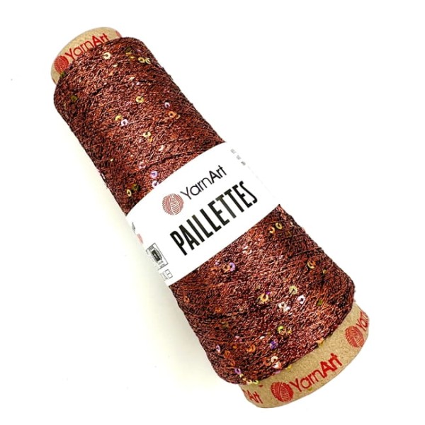 Błyszcząca włóczka z cekinami - Paillettes YarnArt - 8005 brązowy