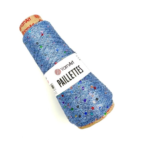 Błyszcząca włóczka z cekinami - Paillettes YarnArt - 8003 jasny niebieski