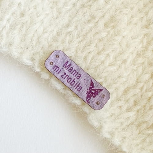 naszywka z ekozamszu "Mama mi zrobiła" z motylkiem