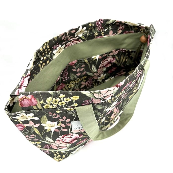 Hobby bag Lomme - peonie - torba na wełnę, druty i szydełka oraz inne akcesoria dziewiarskie
