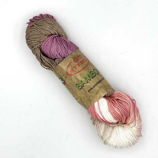 Stenli Bamboo - 189 - beż/róż/fiolet - włóczka 100% bambus
