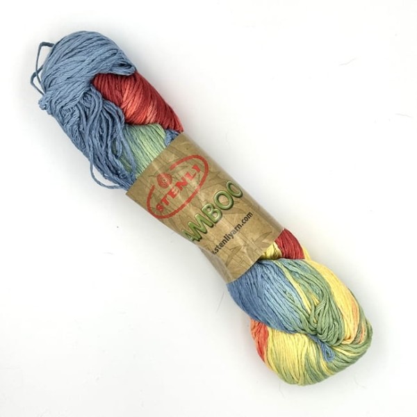 Stenli Bamboo - 179 - żółty/czerwony/zielony/niebieski - włóczka bambusowa