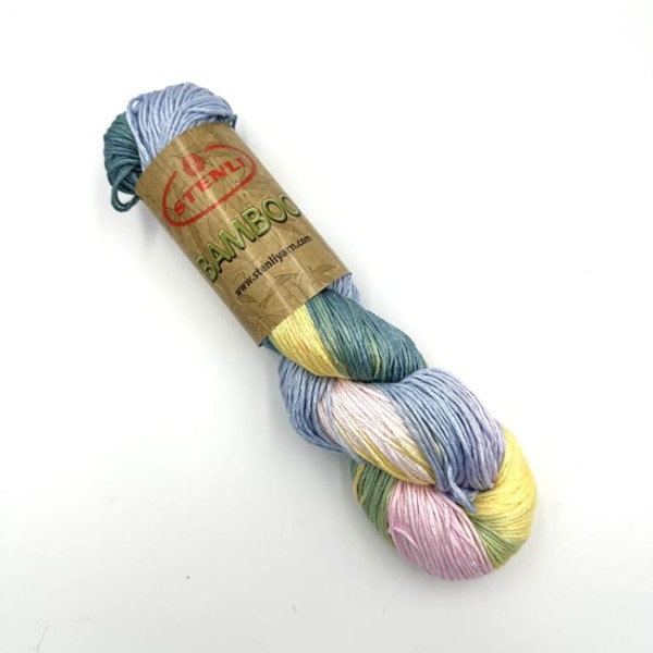 Włóczka Stenli Bamboo 100% bambus kolor 184 pastelowy żółty/róż/niebieski/zielony