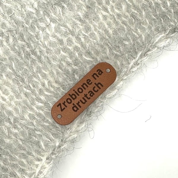 metka z ekoskóry do rękodzieła Zrobione na drutach Dziergaweczki sklep