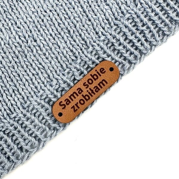 metka naszywka z ekoskóry sama sobie zrobiłam Dziergaweczki