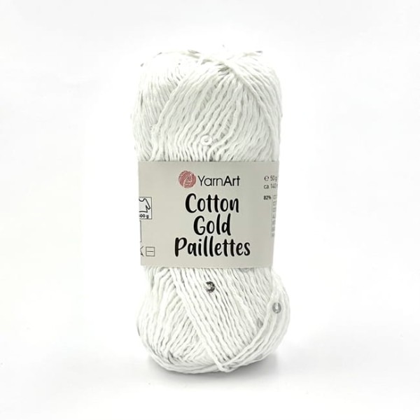 Włóczka bawełniana z cekinami Yarnart Cotton Gold Paillettes Dziergaweczki
