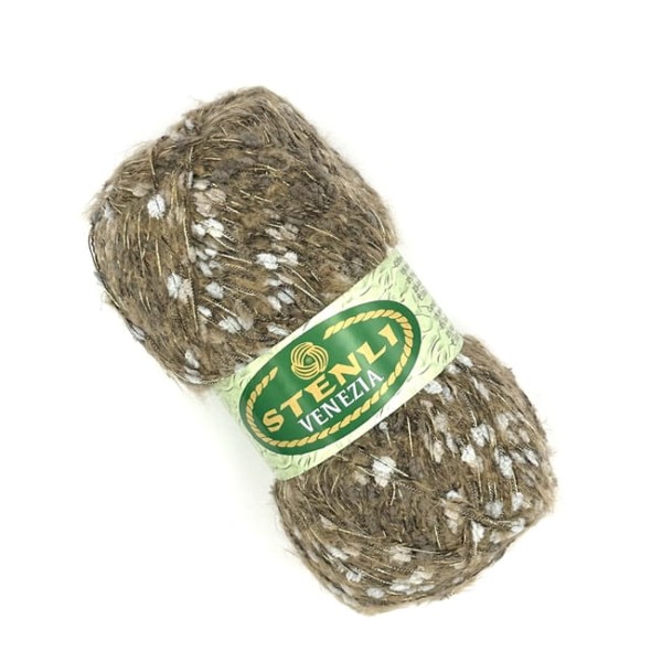 Włóczka fantazyjna ze złotą nitką Stenli Venezia ciemny beż Dziergaweczki sklep