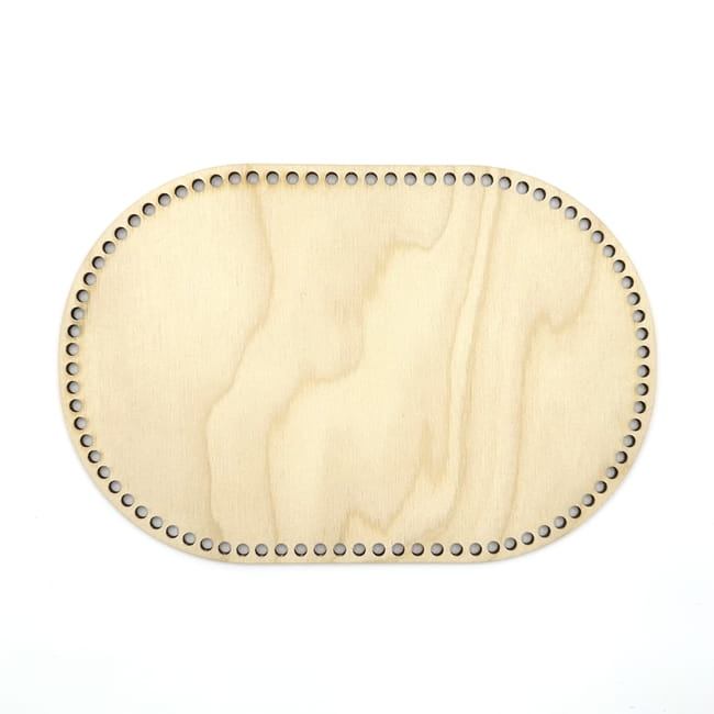 Baza dno koszyka szydełkowego ze sznurka bawełnianego - owalne 24x16 cm/ grubość 4 mm/ otwory 5 mm