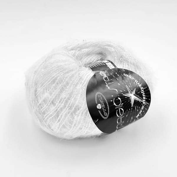 Stenli Magic Star - włóczka fantazyjna z cekinami i lurexem - kolor 02 biały
