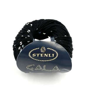 Stenli Gala 2491 czarny - włóczka bawełniana z cekinami