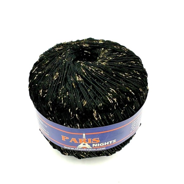 Fantazyjna włóczka wiskoza z lureksem - Stenli Paris Night czarny ze złotym