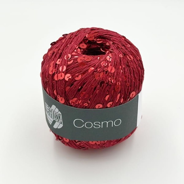 Włóczka Lana Grossa Cosmo - czerwona włóczka z cekinami