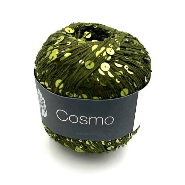 Włóczka fantazyjna z cekinami - Lana Grossa Cosmo - ciemna oliwka