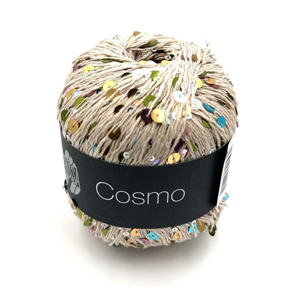 Włóczka bawełniana z cekinami - Lana Grossa Cosmo - 11 jasny beż - Dziergaweczki sklep