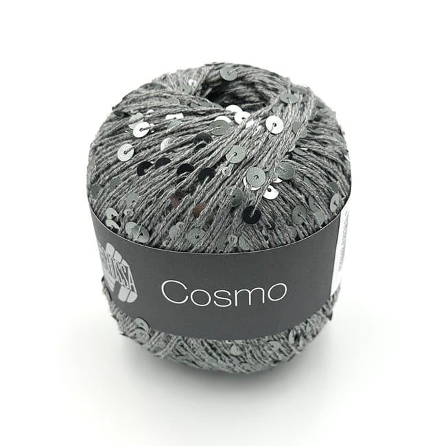 Włóczka bawełniana z cekinami - 03 szary - Lana Grossa Cosmo